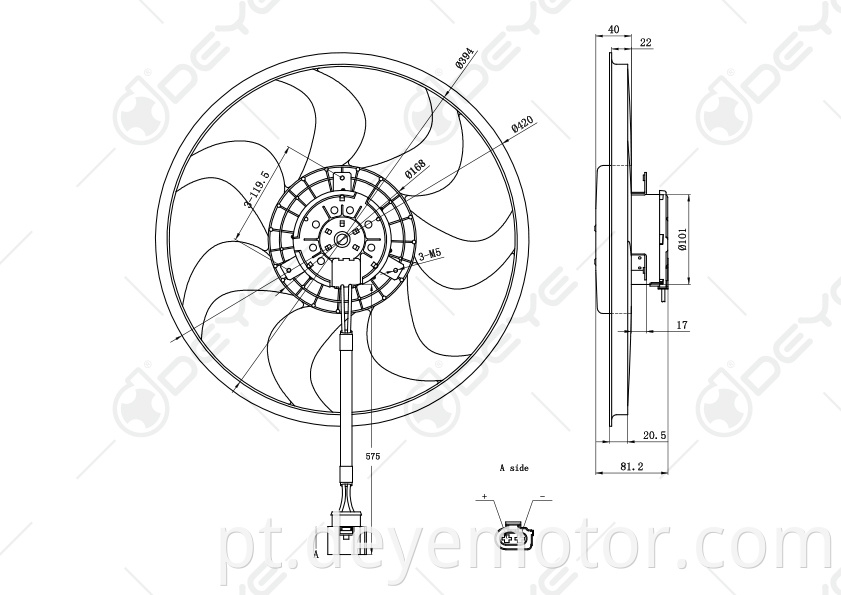 Ventilador de resfriamento do radiador 7H0959455A para VW MULTIVAN VW TRANSPORTER